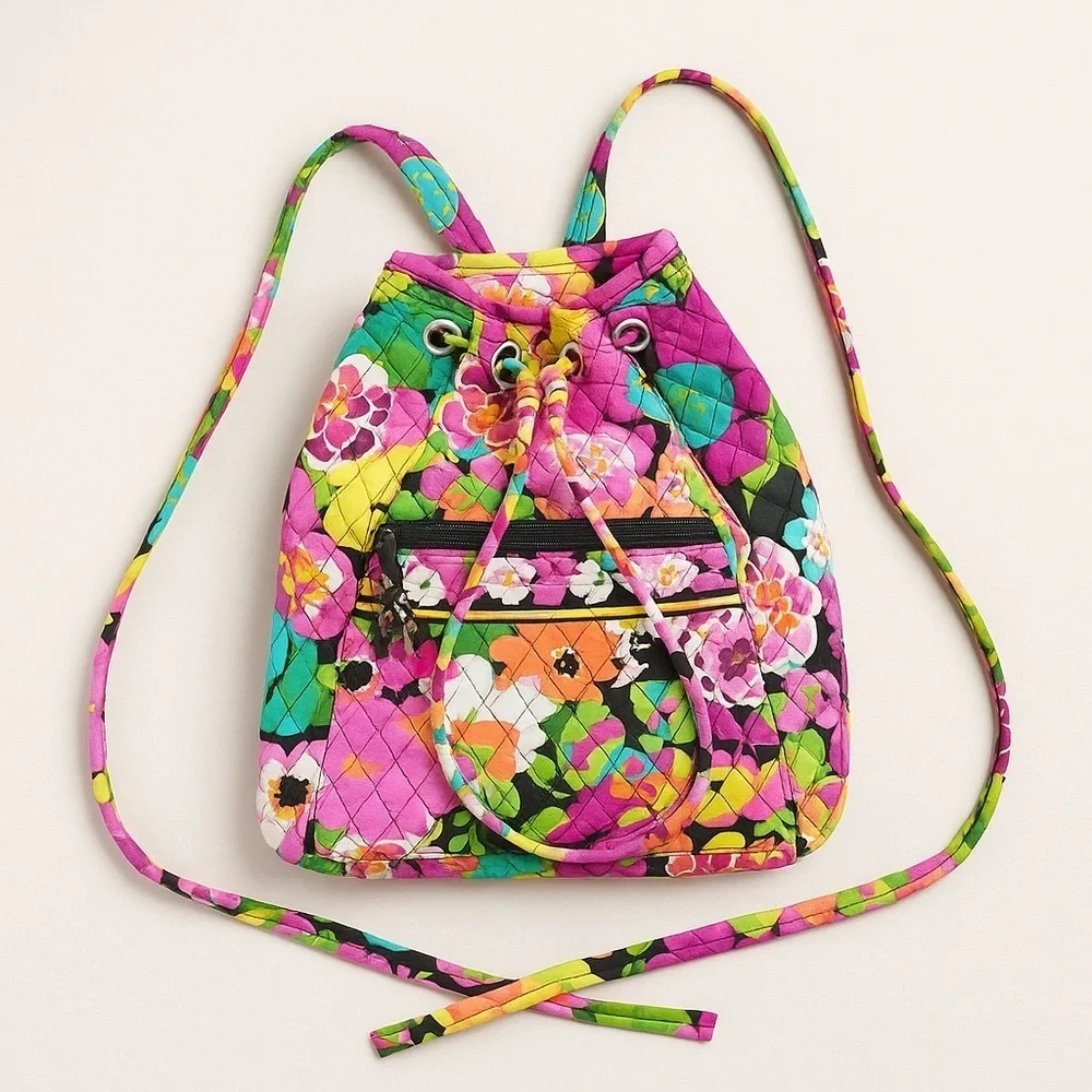 Vera Bradley Quilted Drawstring Backpack – Multicolor Floral